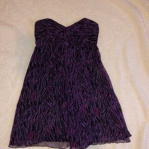 Express purple multicolor strapless dress